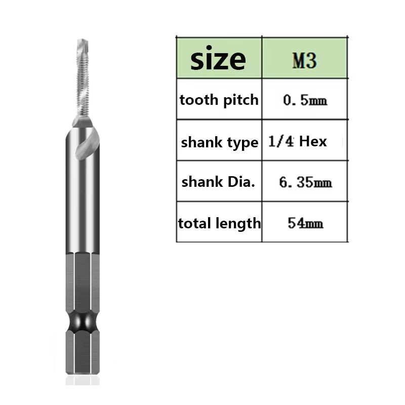 Tap Drill Bits Set Titanium Plated Hex Shank HSS Countersink Thread Metric Screw Machine Compound M3 M4 M5 M6 M8 M10 Hand Tools