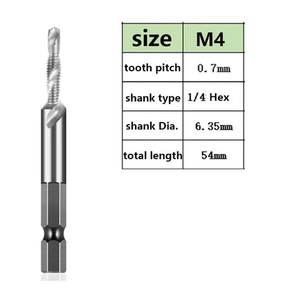Tap Drill Bits Set Titanium Plated Hex Shank HSS Countersink Thread Metric Screw Machine Compound M3 M4 M5 M6 M8 M10 Hand Tools