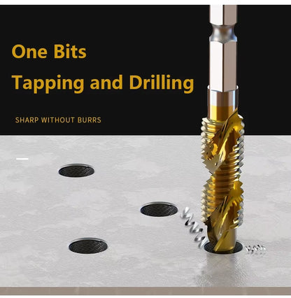 Tap Drill Bits Set Titanium Plated Hex Shank HSS Countersink Thread Metric Screw Machine Compound M3 M4 M5 M6 M8 M10 Hand Tools