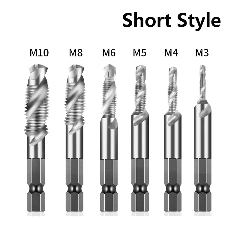 Tap Drill Bits Set Titanium Plated Hex Shank HSS Countersink Thread Metric Screw Machine Compound M3 M4 M5 M6 M8 M10 Hand Tools