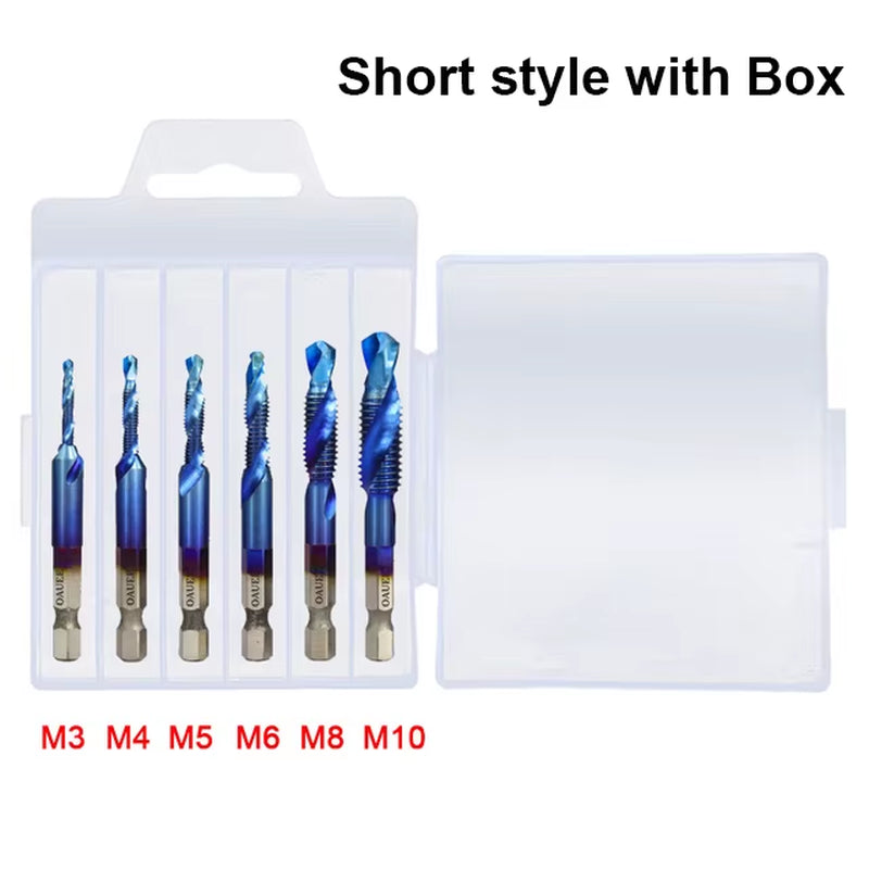 Tap Drill Bits Set Titanium Plated Hex Shank HSS Countersink Thread Metric Screw Machine Compound M3 M4 M5 M6 M8 M10 Hand Tools
