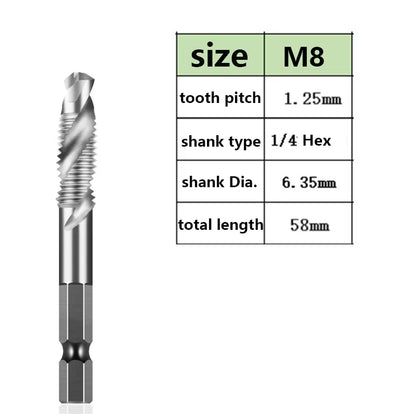 Tap Drill Bits Set Titanium Plated Hex Shank HSS Countersink Thread Metric Screw Machine Compound M3 M4 M5 M6 M8 M10 Hand Tools