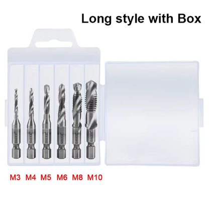 Tap Drill Bits Set Titanium Plated Hex Shank HSS Countersink Thread Metric Screw Machine Compound M3 M4 M5 M6 M8 M10 Hand Tools