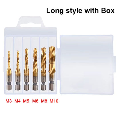 Tap Drill Bits Set Titanium Plated Hex Shank HSS Countersink Thread Metric Screw Machine Compound M3 M4 M5 M6 M8 M10 Hand Tools