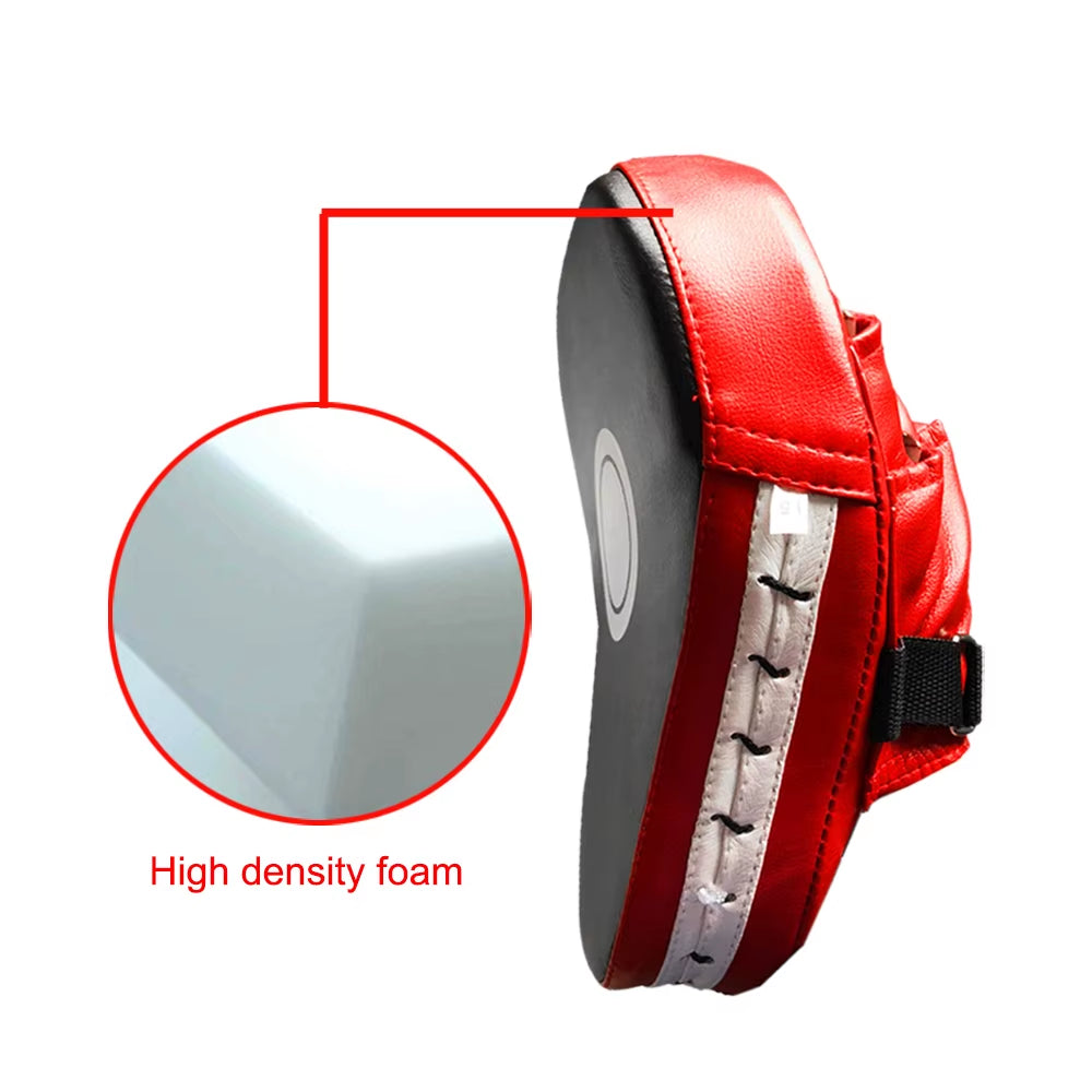 Curved Boxing Pad Muay Thai Hand Target Sanda Kickboxing Training Thickened Earthquake-Resistant Focus Punching Mitts PU Leather