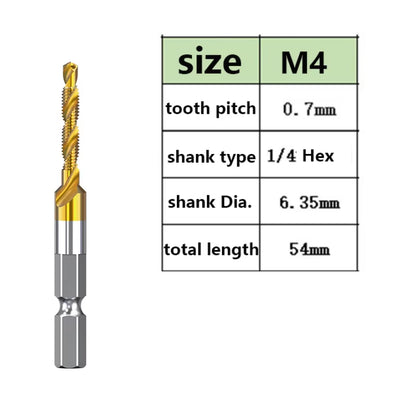Tap Drill Bits Set Titanium Plated Hex Shank HSS Countersink Thread Metric Screw Machine Compound M3 M4 M5 M6 M8 M10 Hand Tools